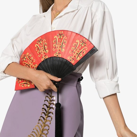 SS20 Moschino Couture Jeremy Scott Fan Leather Clutch Bag w/silky tassel - Picture 2 of 16